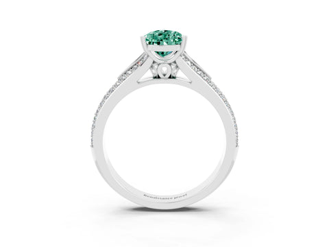 White gold Pear Cut Green Sapphire Split Shank Engagement Ring with Pavé Band_3