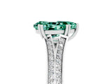 White gold Pear Cut Green Sapphire Split Shank Engagement Ring with Pavé Band_5