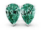 White gold Pear Cut Green Sapphire Stud Earrings_18