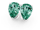 White gold Pear Cut Green Sapphire Stud Earrings_19