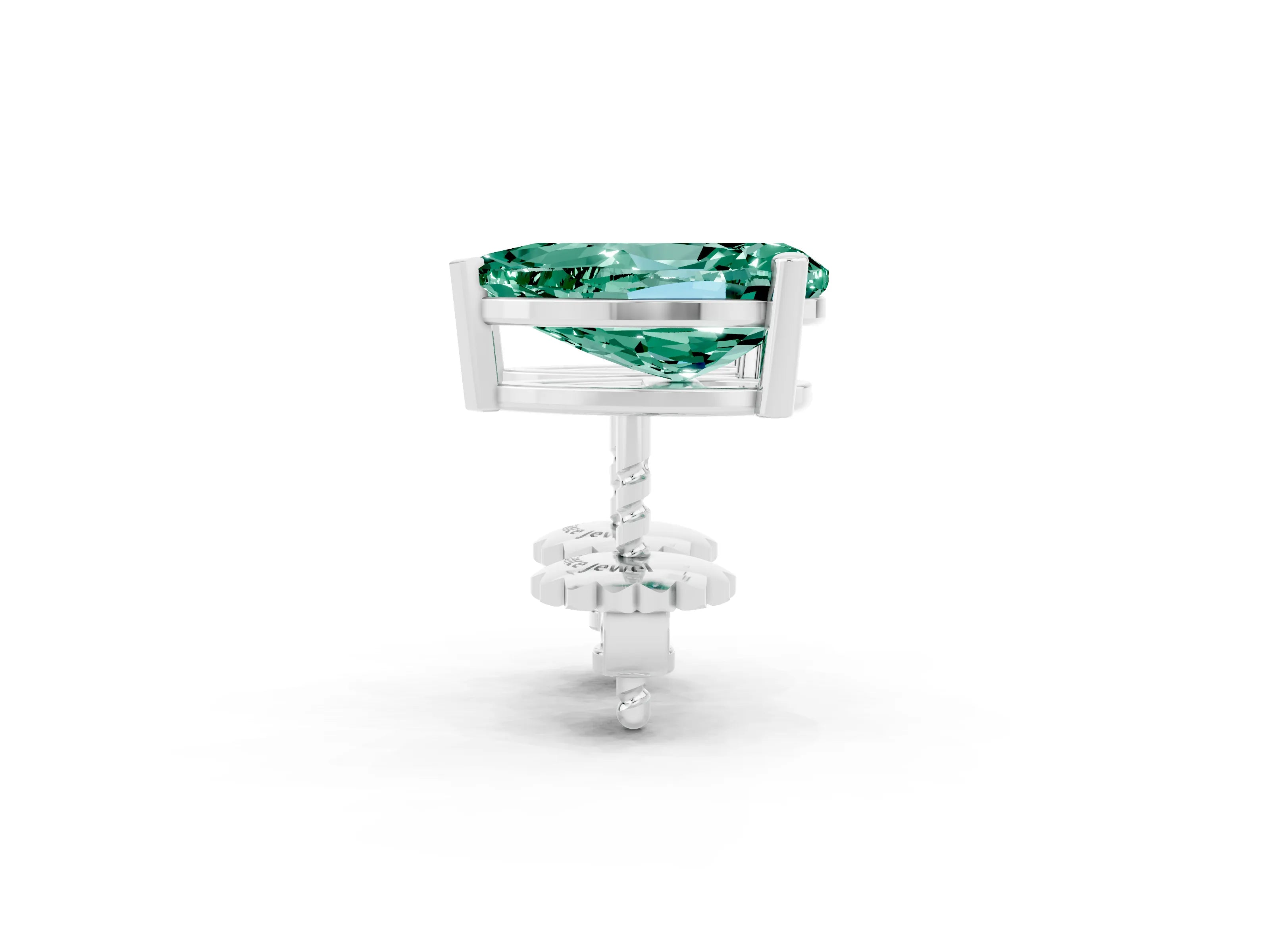 White gold Pear Cut Green Sapphire Stud Earrings_20