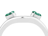 White gold Pear Cut Green Sapphire Two-Stone Open Band Ring with Prong Setting_10