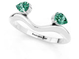 White gold Pear Cut Green Sapphire Two-Stone Open Band Ring with Prong Setting_7