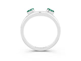 White gold Pear Cut Green Sapphire Two-Stone Open Band Ring with Prong Setting_9