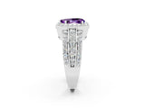 White gold Pear Cut Halo Amethyst Ring with Split Shank and Four-Prong Setting_2