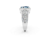 White gold Pear Cut Halo Aquamarine Ring with Split Shank and Four-Prong Setting_2