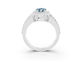 White gold Pear Cut Halo Aquamarine Ring with Split Shank and Four-Prong Setting_3