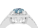 White gold Pear Cut Halo Aquamarine Ring with Split Shank and Four-Prong Setting_4