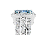 White gold Pear Cut Halo Aquamarine Ring with Split Shank and Four-Prong Setting_5