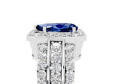 White gold Pear Cut Halo Blue Sapphire Ring with Split Shank and Four-Prong Setting_5