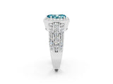 White gold Pear Cut Halo Blue Topaz Ring with Split Shank and Four-Prong Setting_2