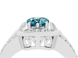 White gold Pear Cut Halo Blue Topaz Ring with Split Shank and Four-Prong Setting_4