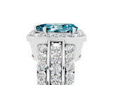 White gold Pear Cut Halo Blue Topaz Ring with Split Shank and Four-Prong Setting_5