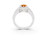 White gold Pear Cut Halo Citrine Ring with Split Shank and Four-Prong Setting_3