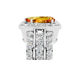 White gold Pear Cut Halo Citrine Ring with Split Shank and Four-Prong Setting_5