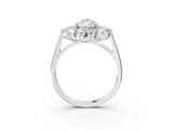 White gold Pear Cut Halo Cluster Diamond Ring with Pave Band and Four-Prong Setting_10