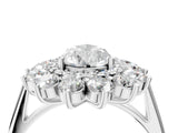 White gold Pear Cut Halo Cluster Diamond Ring with Pave Band and Four-Prong Setting_11