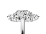 White gold Pear Cut Halo Cluster Diamond Ring with Pave Band and Four-Prong Setting_12