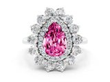 White gold Pear Cut Halo Cluster Diamond Ring with Pave Band and Four-Prong Setting_12