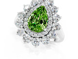 White gold Pear Cut Halo Cluster Diamond Ring with Pave Band and Four-Prong Setting_13