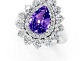 White gold Pear Cut Halo Cluster Diamond Ring with Pave Band and Four-Prong Setting_13