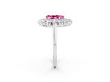 White gold Pear Cut Halo Cluster Diamond Ring with Pave Band and Four-Prong Setting_14