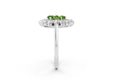 White gold Pear Cut Halo Cluster Diamond Ring with Pave Band and Four-Prong Setting_14