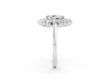 White gold Pear Cut Halo Cluster Diamond Ring with Pave Band and Four-Prong Setting_15
