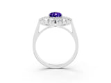 White gold Pear Cut Halo Cluster Diamond Ring with Pave Band and Four-Prong Setting_15