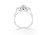 White gold Pear Cut Halo Cluster Diamond Ring with Pave Band and Four-Prong Setting_15