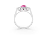 White gold Pear Cut Halo Cluster Diamond Ring with Pave Band and Four-Prong Setting_15