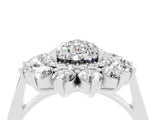 White gold Pear Cut Halo Cluster Diamond Ring with Pave Band and Four-Prong Setting_17