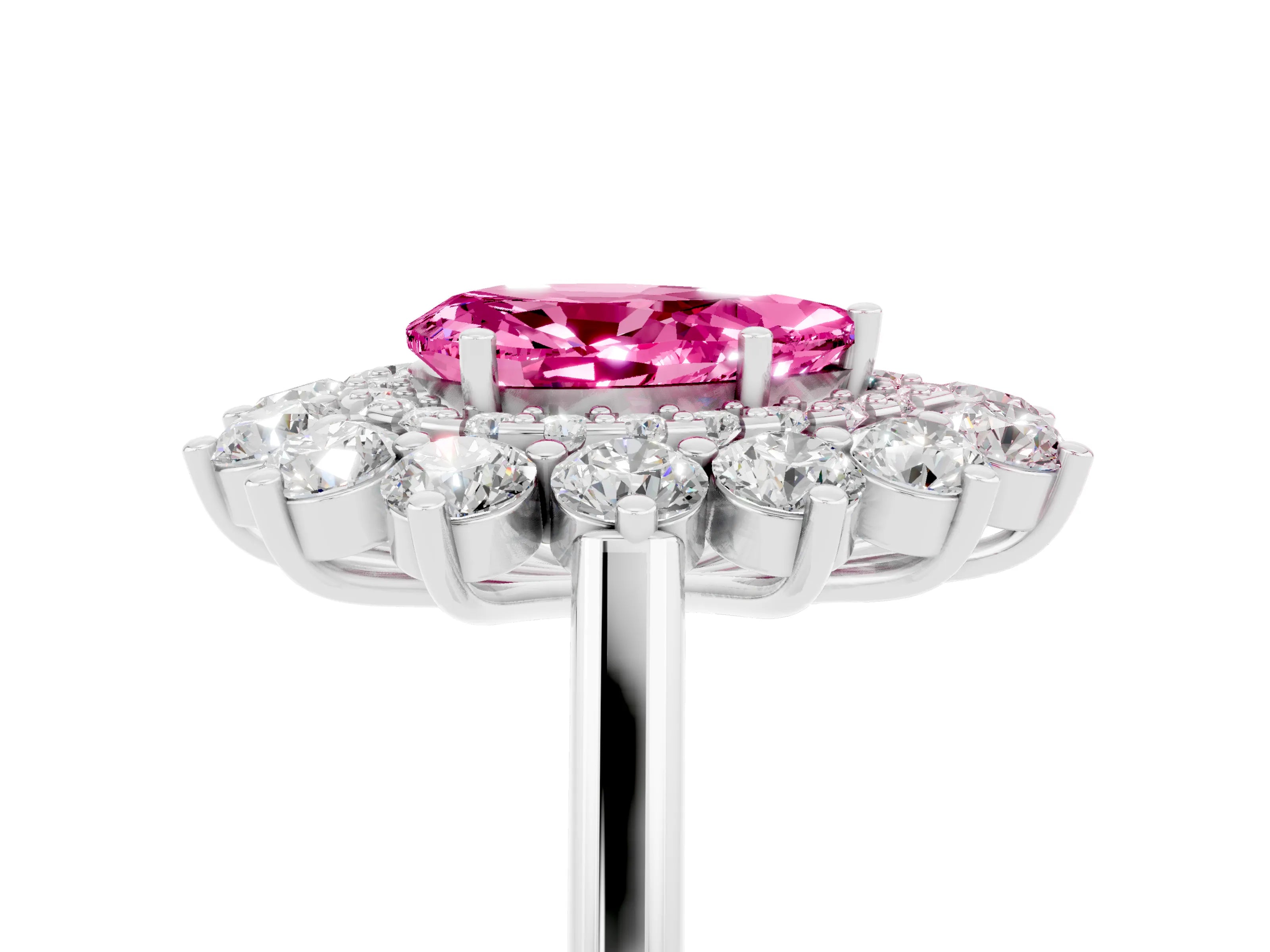 White gold Pear Cut Halo Cluster Diamond Ring with Pave Band and Four-Prong Setting_17