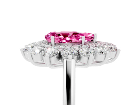 White gold Pear Cut Halo Cluster Diamond Ring with Pave Band and Four-Prong Setting_17