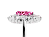 White gold Pear Cut Halo Cluster Diamond Ring with Pave Band and Four-Prong Setting_17