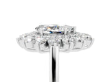 White gold Pear Cut Halo Cluster Diamond Ring with Pave Band and Four-Prong Setting_18