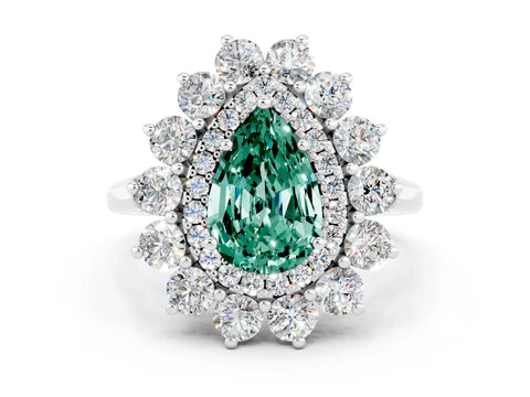 White gold Pear Cut Halo Cluster Diamond Ring with Pave Band and Four-Prong Setting_18