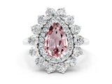 White gold Pear Cut Halo Cluster Diamond Ring with Pave Band and Four-Prong Setting_18