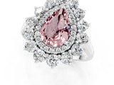 White gold Pear Cut Halo Cluster Diamond Ring with Pave Band and Four-Prong Setting_19