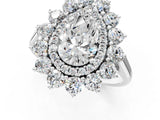 White gold Pear Cut Halo Cluster Diamond Ring with Pave Band and Four-Prong Setting_20
