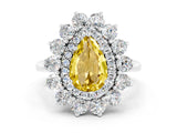 White gold Pear Cut Halo Cluster Diamond Ring with Pave Band and Four-Prong Setting_21