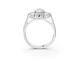 White gold Pear Cut Halo Cluster Diamond Ring with Pave Band and Four-Prong Setting_22