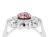 White gold Pear Cut Halo Cluster Diamond Ring with Pave Band and Four-Prong Setting_22