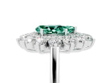 White gold Pear Cut Halo Cluster Diamond Ring with Pave Band and Four-Prong Setting_23