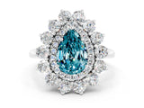 White gold Pear Cut Halo Cluster Diamond Ring with Pave Band and Four-Prong Setting_24