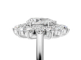 White gold Pear Cut Halo Cluster Diamond Ring with Pave Band and Four-Prong Setting_24