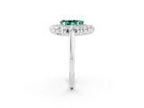 White gold Pear Cut Halo Cluster Diamond Ring with Pave Band and Four-Prong Setting_25