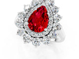 White gold Pear Cut Halo Cluster Diamond Ring with Pave Band and Four-Prong Setting_25