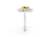 White gold Pear Cut Halo Cluster Diamond Ring with Pave Band and Four-Prong Setting_26