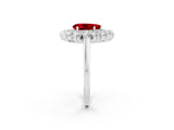 White gold Pear Cut Halo Cluster Diamond Ring with Pave Band and Four-Prong Setting_26